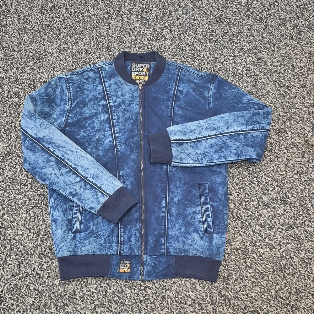 Superdry Sport Denim Jacket Mens Large Blue Full Zip‎